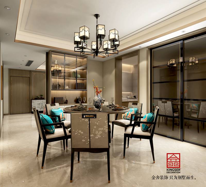 明靖莊園新中式風格餐廳裝修設(shè)計